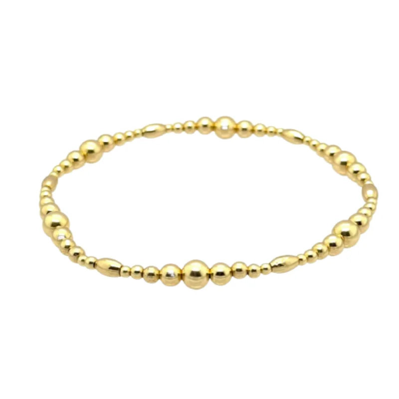 fashion bangles for women -"DEMI" Gold Filled Ball and Oval Beaded Bracelet