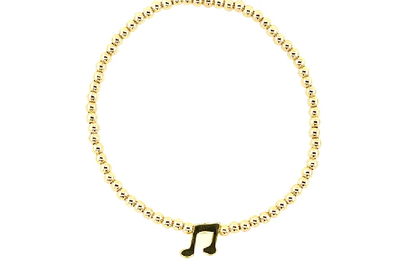 adjustable bangles for women -"Music Note" Charm Gold Filled Ball Bead Bracelet