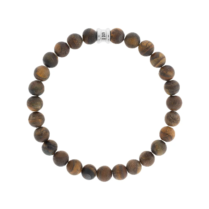 gemstone tennis bracelets for women -8mm Round Gemstone Bracelet Matt Tiger Eye