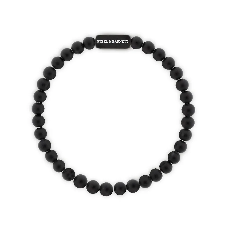 adjustable bangles for women -Black Edition 6mm Round Gemstone Bracelet Natural Ned