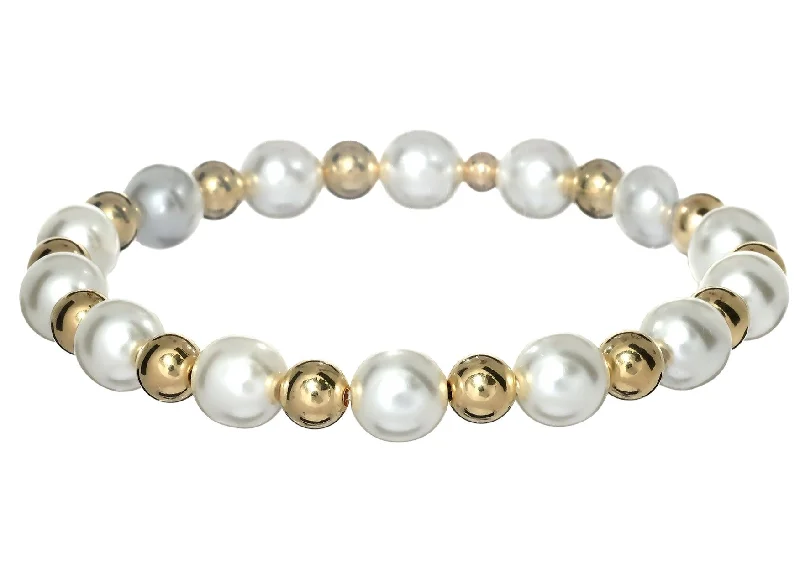 pearl charm bracelets for women -"LOLA" 14k gold-filled & pearl beaded bracelet