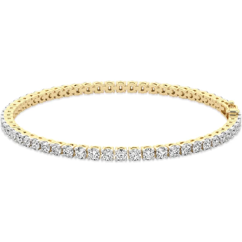 chic bangle sets for women -3 Carat Straight Line Tennis Bracelet in Gold