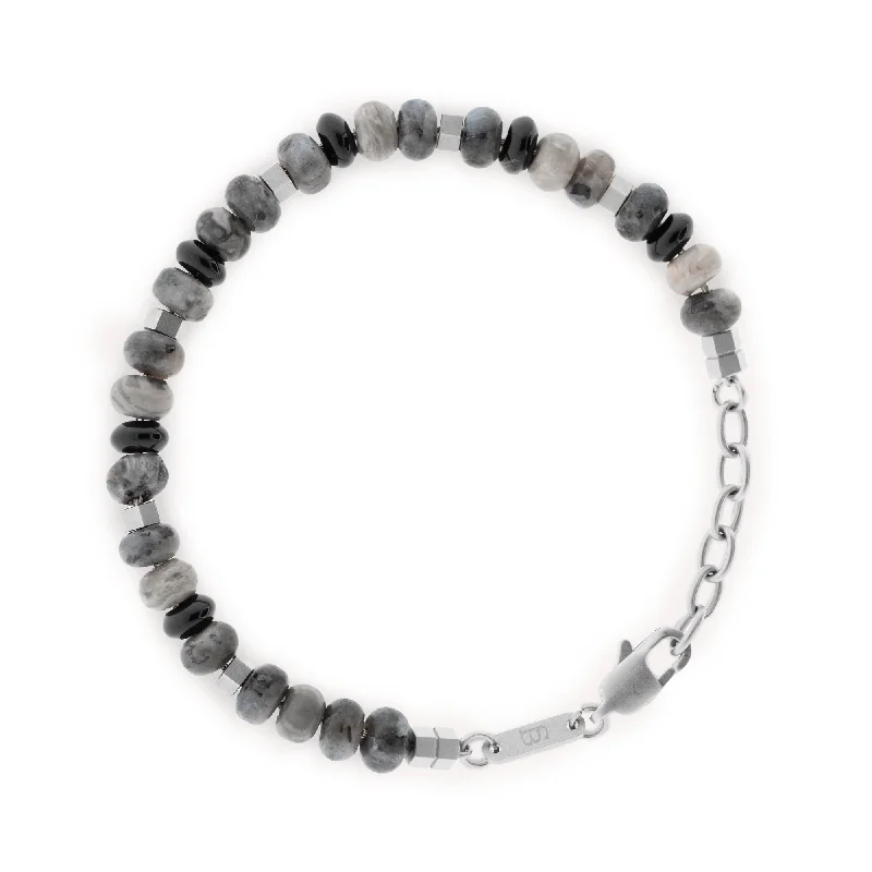 chic bangles for women -Cyrus Gemstone Bracelet Graphite Adjustable