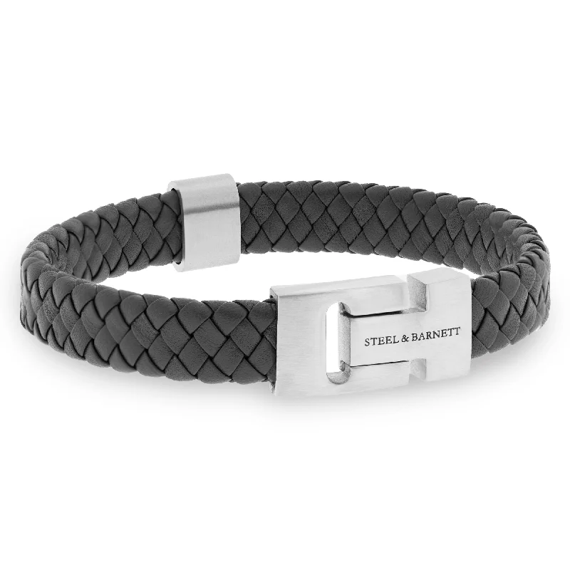 large bangles for women -Harrison Nappa Leather Bracelet Dark Gray