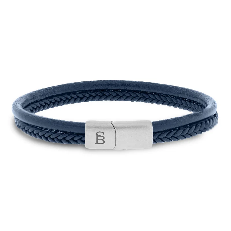 delicate bracelets for women -Denby Leather Bracelet Blue