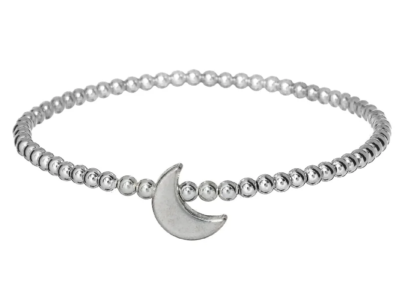 gold charm bracelets for women -"SOLID MOON" Charm Ball Bead Bracelet