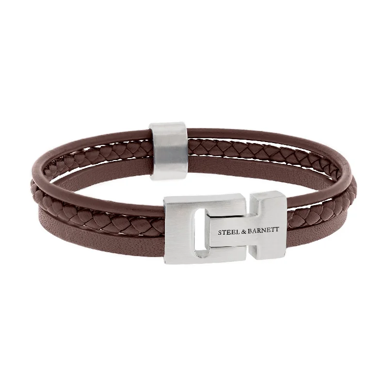 boho bracelets for women -Leather Bracelet Casual Cole Brown