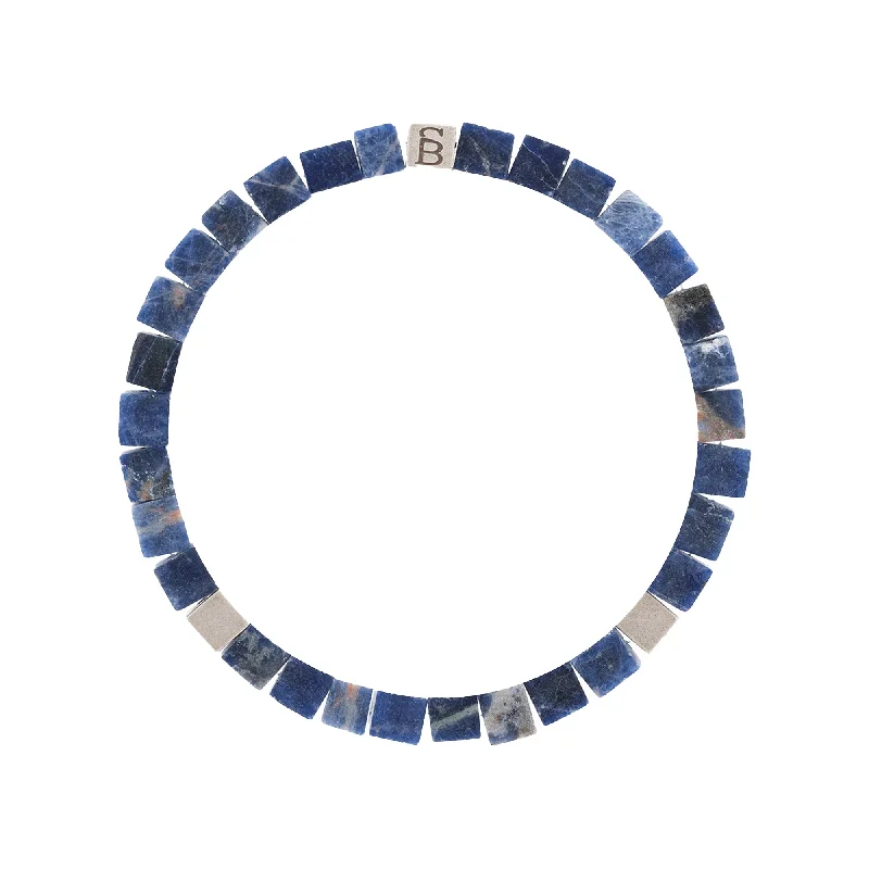 bangles sets for women -Memphis Cube Gemstone Bracelet Matt Sodalite