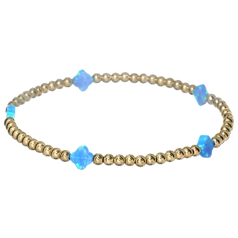 crystal bracelets for women -"LUCKY CLOVER" Small Opal BTY on Gold Filled beaded Bracelet