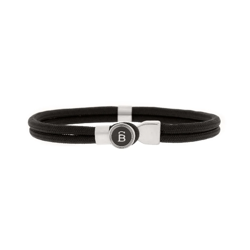 sterling silver bangles for women -Riptide Rope Bracelet Black/Silver