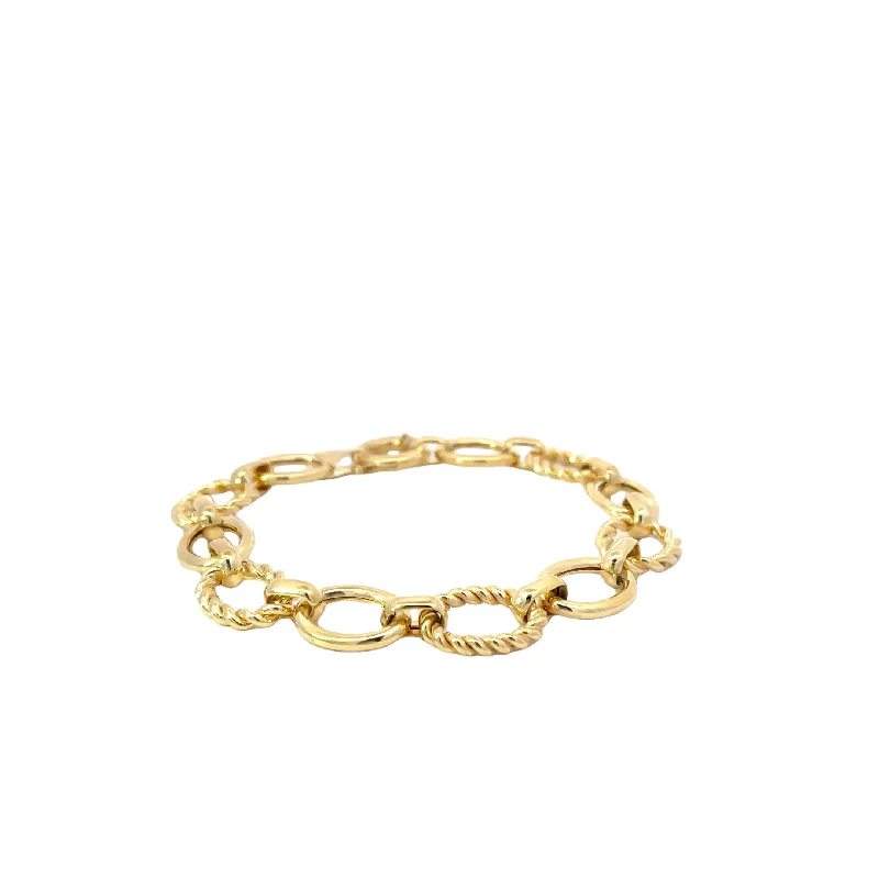 chunky bracelets for women -Yellow Gold Oval Link Bracelet