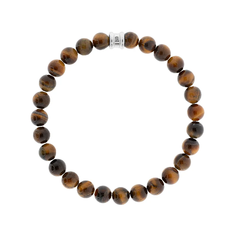 silver bangle bracelets for women -8mm Round Gemstone Bracelet Tiger Eye