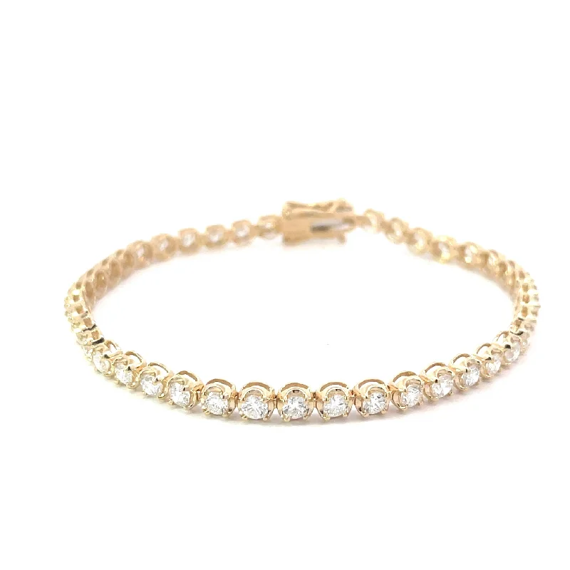 diamond bangles for women -Yellow Gold Lab Grown Diamond Tennis Bracelet