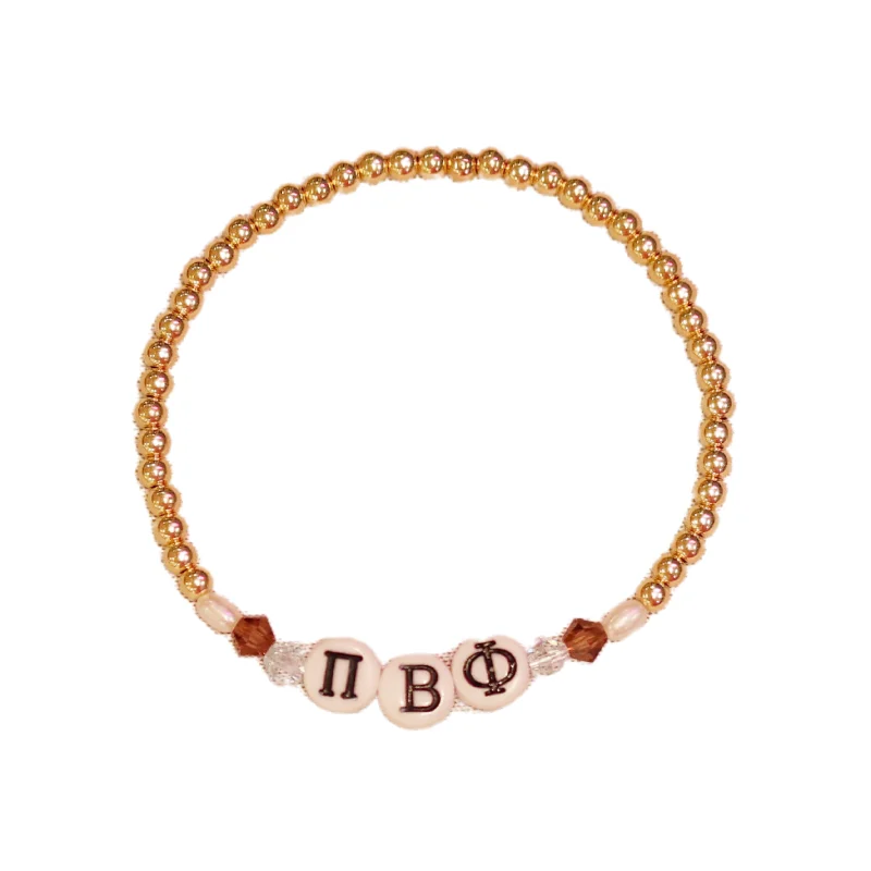 tennis bracelets for women -bara Boheme | "PI BETA PHI" Sorority Greek Letter Ball Beaded Bracelet