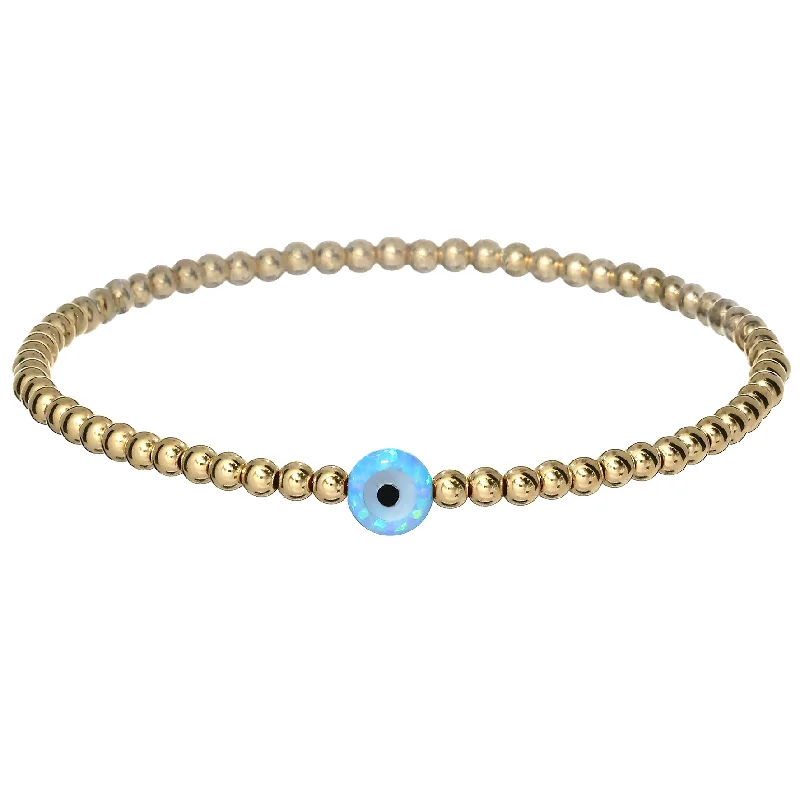 simple bangles for women -"SINGLE EVIL EYE" Small Opal Charm Bracelet