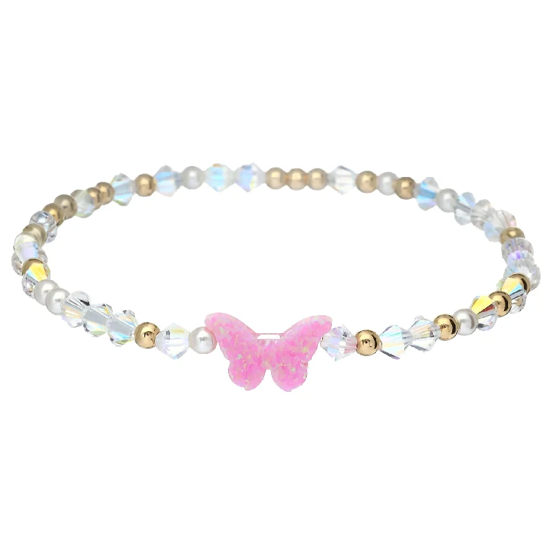 trendy cuff bracelets for women -"LUSTROUS BUTTERFLY" Clear Crystal Bracelet