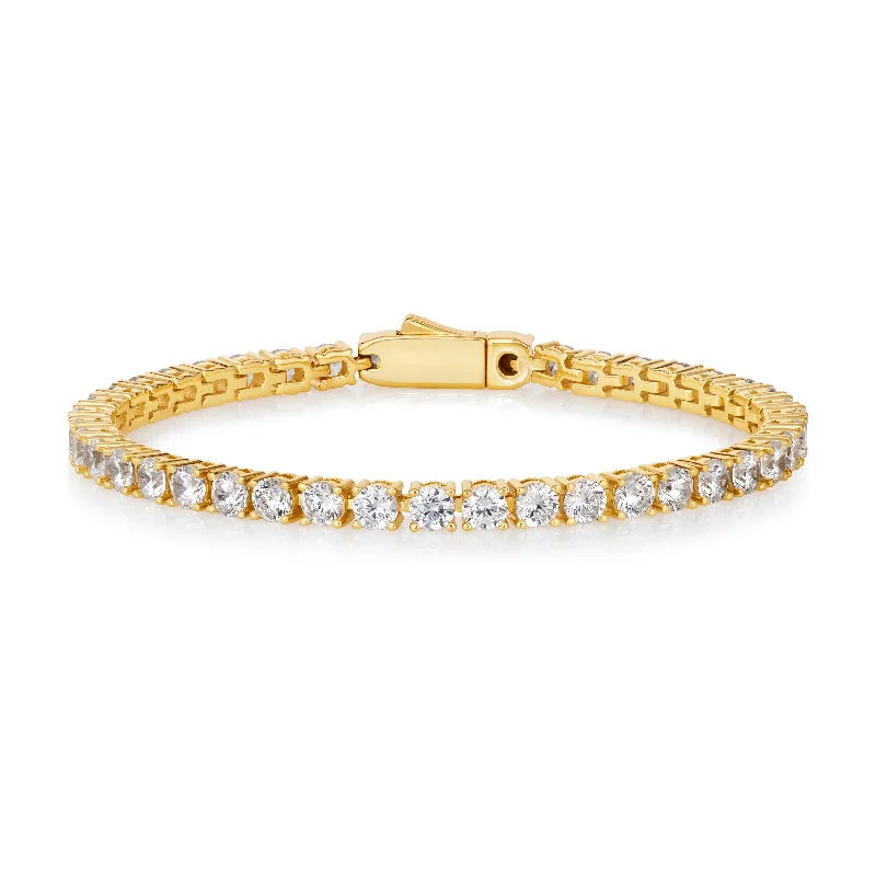 elegant cuff bracelets for women -4 Carat Straight Line Tennis Bracelet in Yellow Gold