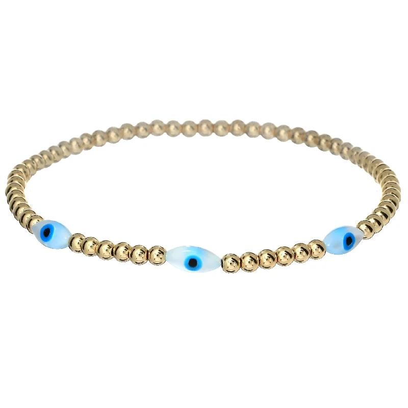 personalized bracelets for women -"TRIPLE OVAL EVILEYE" Opal Charm Bracelet