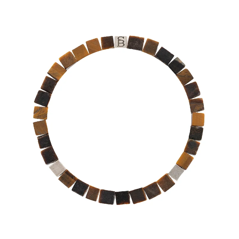 leather bangles for women -Memphis Cube Gemstone Bracelet Matt Tiger Eye