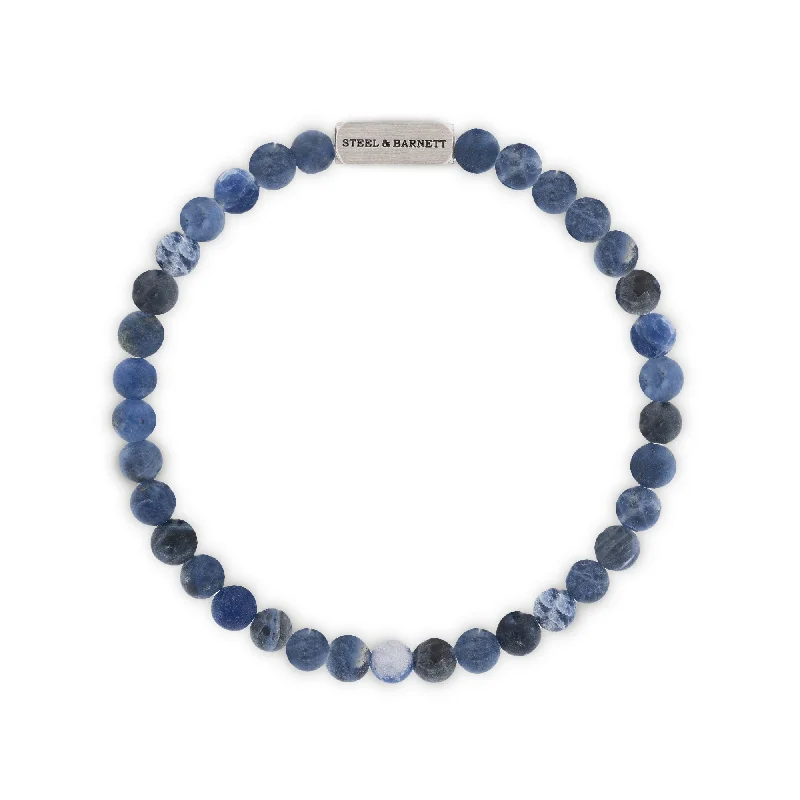 bangle sets for weddings -Natural Ned 6mm Round Gemstone Bracelet Matt Sodalite