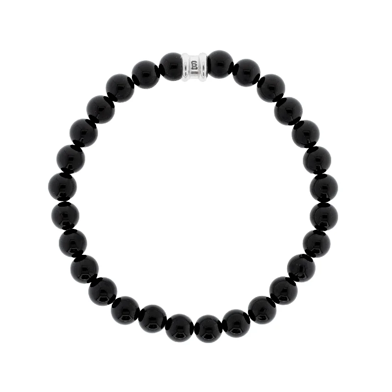 modern bangles for women -8mm Round Gemstone Bracelet Obsidian