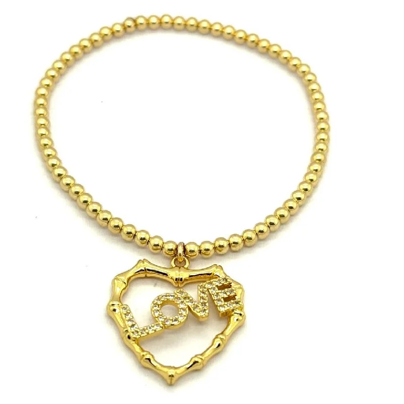 infinity bracelets for women -"THE LOVE" CZ CharmGold Filled Ball Bead Bracelet