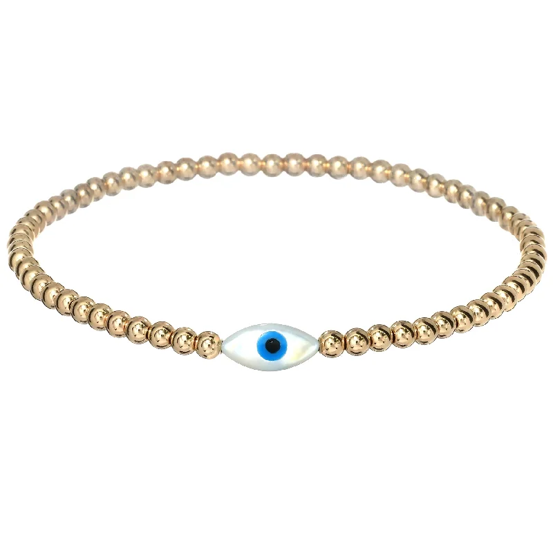 stackable bracelets for women -"SINGLE OVAL EVIL EYE" Opal Charm Bracelet