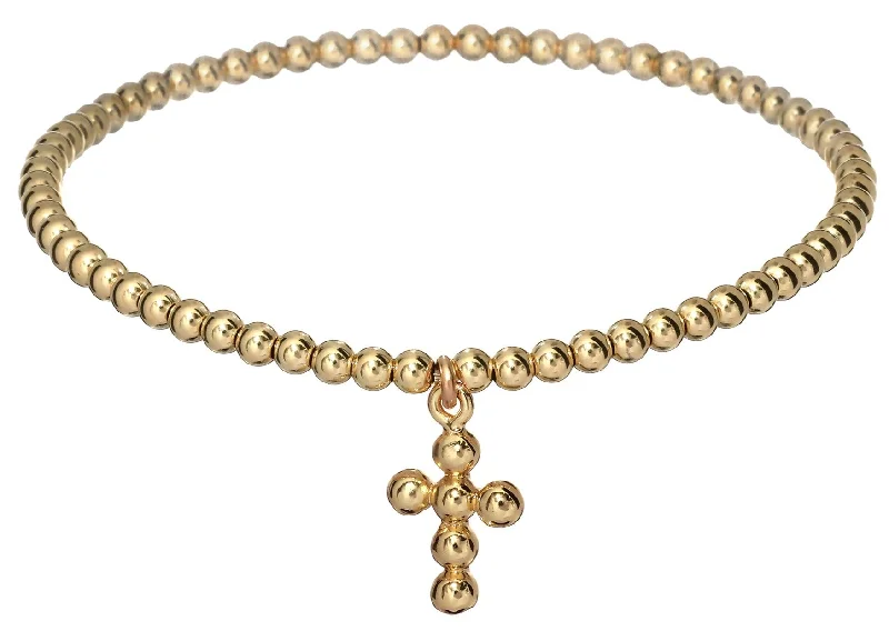 gold bangles set for women -"BALL BEAD CROSS" Bracelet