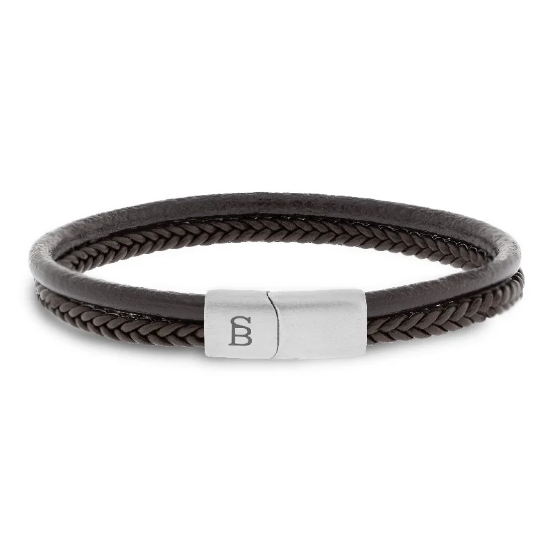 modern bangles for women -Denby Leather Bracelet Brown