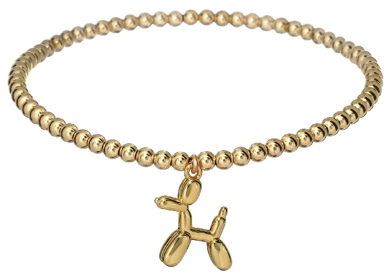 luxury bracelets for women -"BALLOON DOG" Gold Plated Charm with 14K Gold Filled beads Bracelet