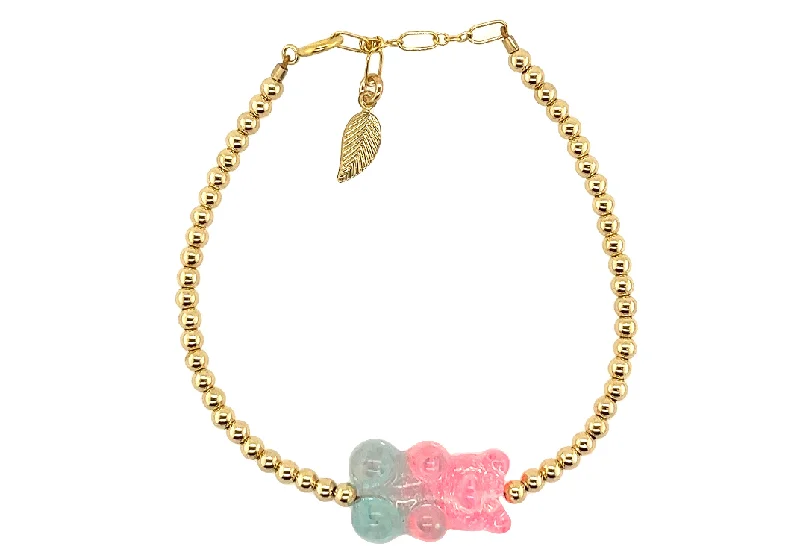 vintage bangles for women -Ombre Gummy Bear with Gold filled Ball Bead bracelets