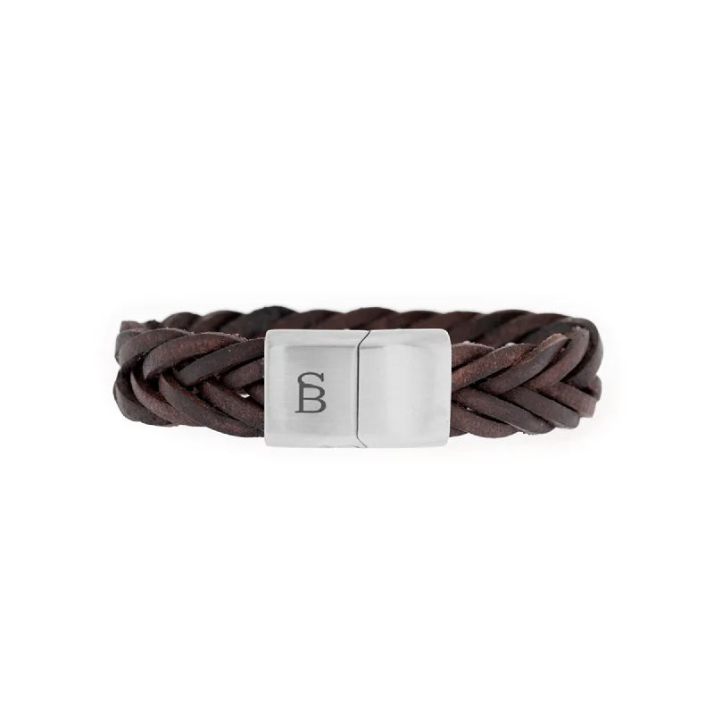 cuff bangles for women -Preston Leather Bracelet Brown