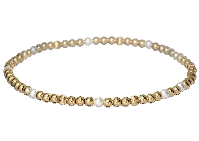 romantic gold bangles for women -"NOA" 14k gold-filled & pearl beaded bracelet