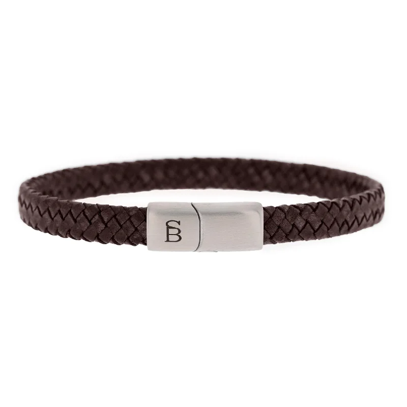 sterling silver bracelets for women -Riley Leather Bracelet Brown