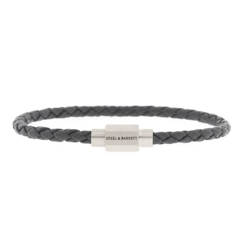 diamond tennis bracelets for women -Luke Landon Nappa Leather Bracelet Dark Gray