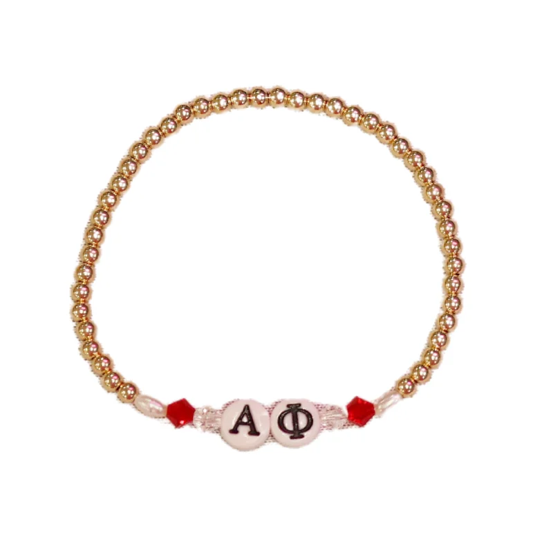 romantic bracelets for women -bara Boheme | "ALPHA PHI" Sorority Greek Letter Ball Beaded Bracelet