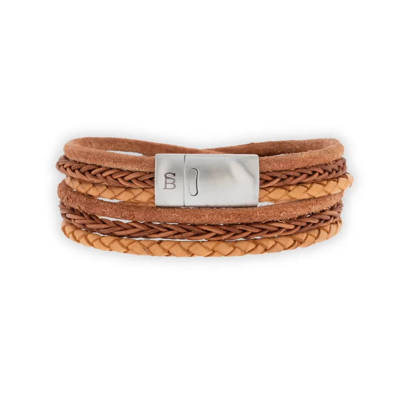 small bangle bracelets for women -Bonacci Leather Bracelet Camel