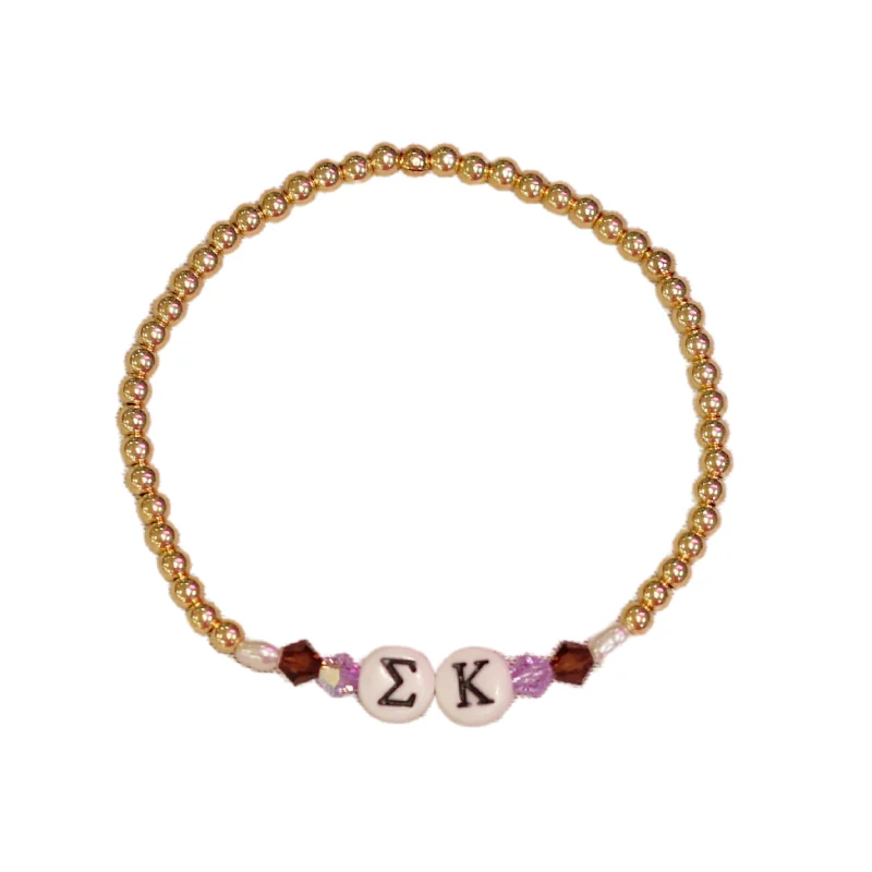 delicate bracelets for women -bara Boheme | "SIGMA KAPPA" Sorority Greek Letter Ball Beaded Bracelet