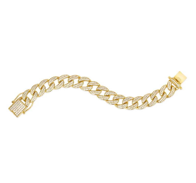 engraved bracelets for women -12mm Super Cuban Link Bracelet Yellow Gold