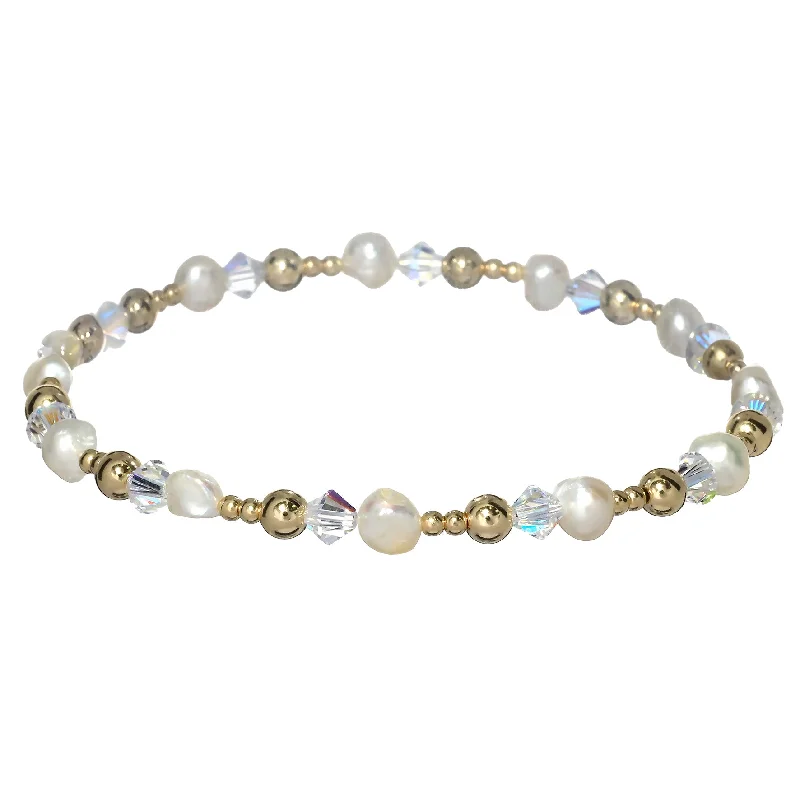 custom bracelets for women -"VIVIANA" 14k gold-filled & pearl beaded bracelet