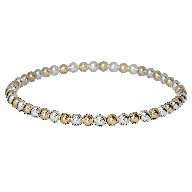 vintage bracelets for women -BARA BOHEME 14K Gold Filled 2-Tone Ball Bead Bracelet