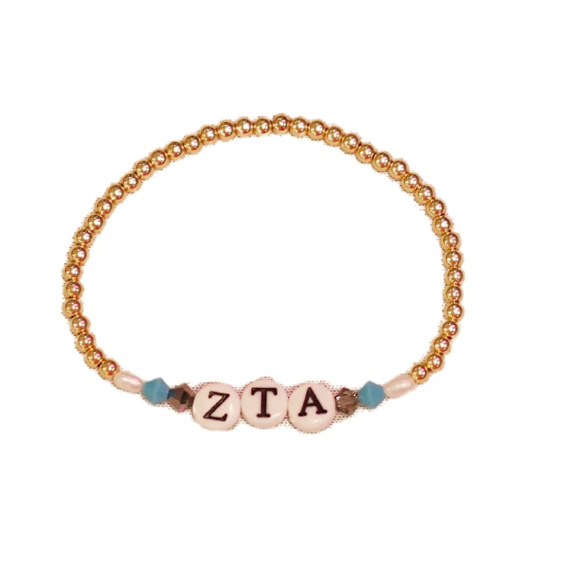 sterling silver bracelets for women -bara Boheme | "ZETA TAU ALPHA" Sorority Greek Letter Ball Beaded Bracelet