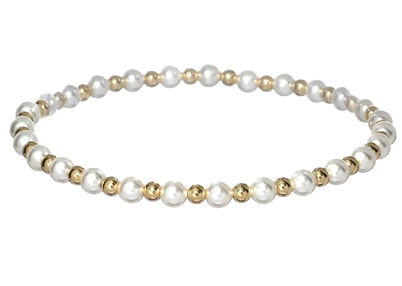 simple silver bracelets for women -"MAY" 14k gold-filled & pearl beaded bracelet