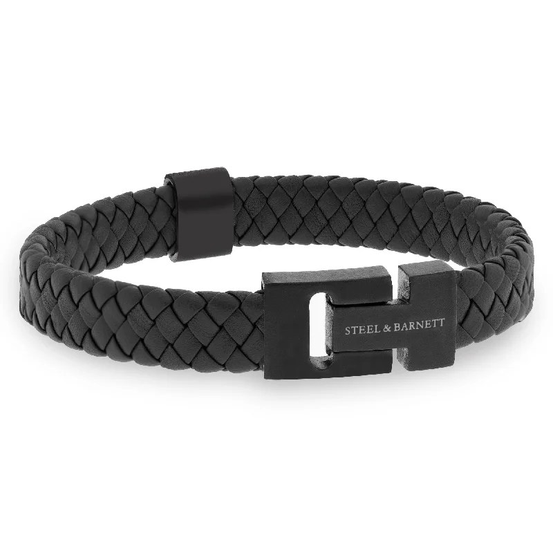 braided bracelets for women -Black Edition Leather Bracelet Harrison