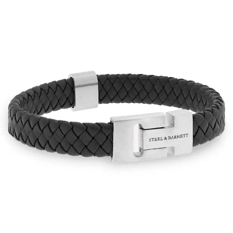 gemstone tennis bracelets for women -Harrison Nappa Leather Bracelet Black