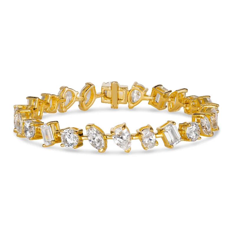 pearl bangles for women -14 Carat Multi Shaped Modern Bracelet Yellow Gold