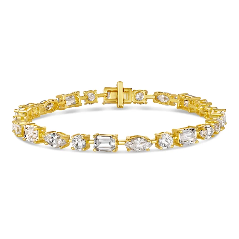 minimalist bangles for women -16 Carat Multi Shaped Bracelet Yellow Gold